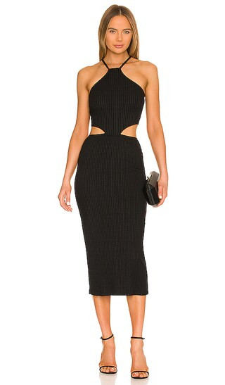 Emmy Midi Dress in Black | Revolve Clothing (Global)
