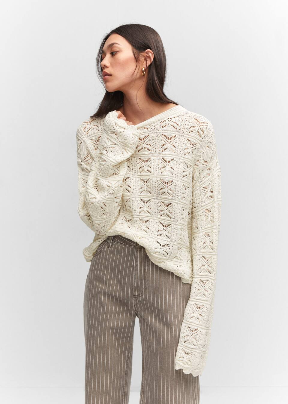 Open work-detail sweater -  Women | Mango USA | MANGO (US)