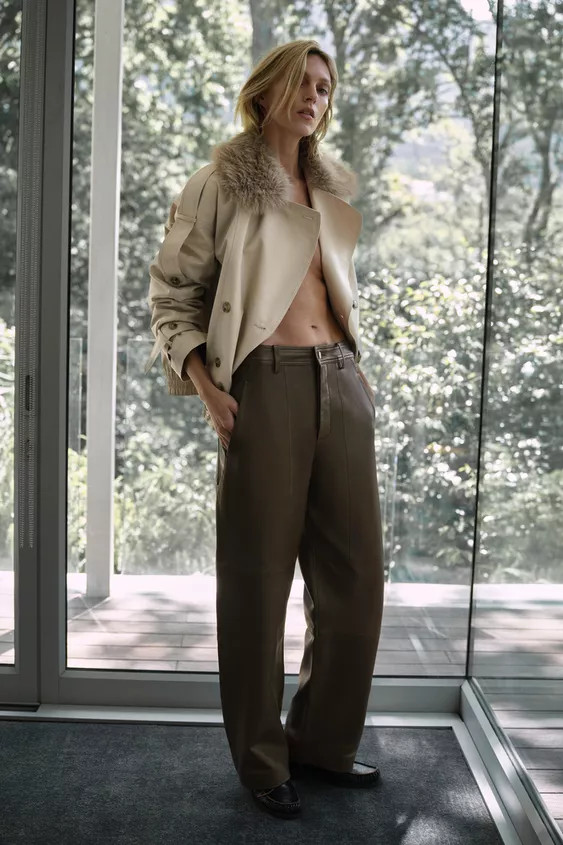 ZW COLLECTION LIMITED EDITION STRAIGHT LEATHER TROUSERS | Zara UK
