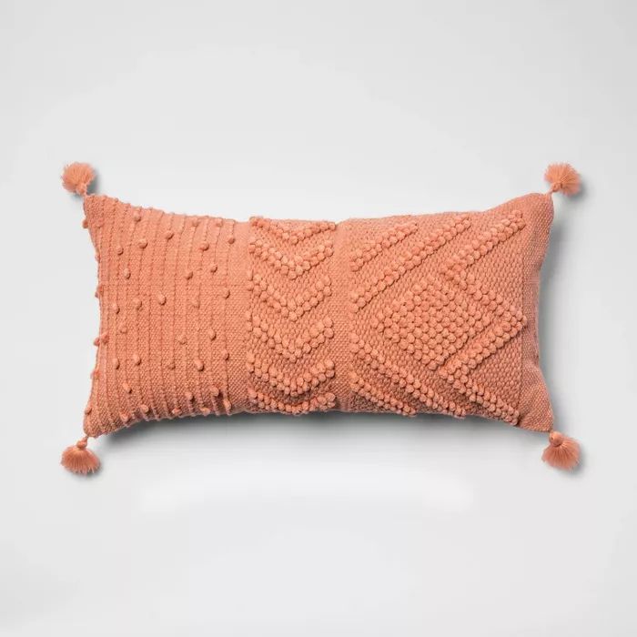 Oversize Embroidered Textured Lumbar Throw Pillow Blush - Opalhouse&#8482; | Target
