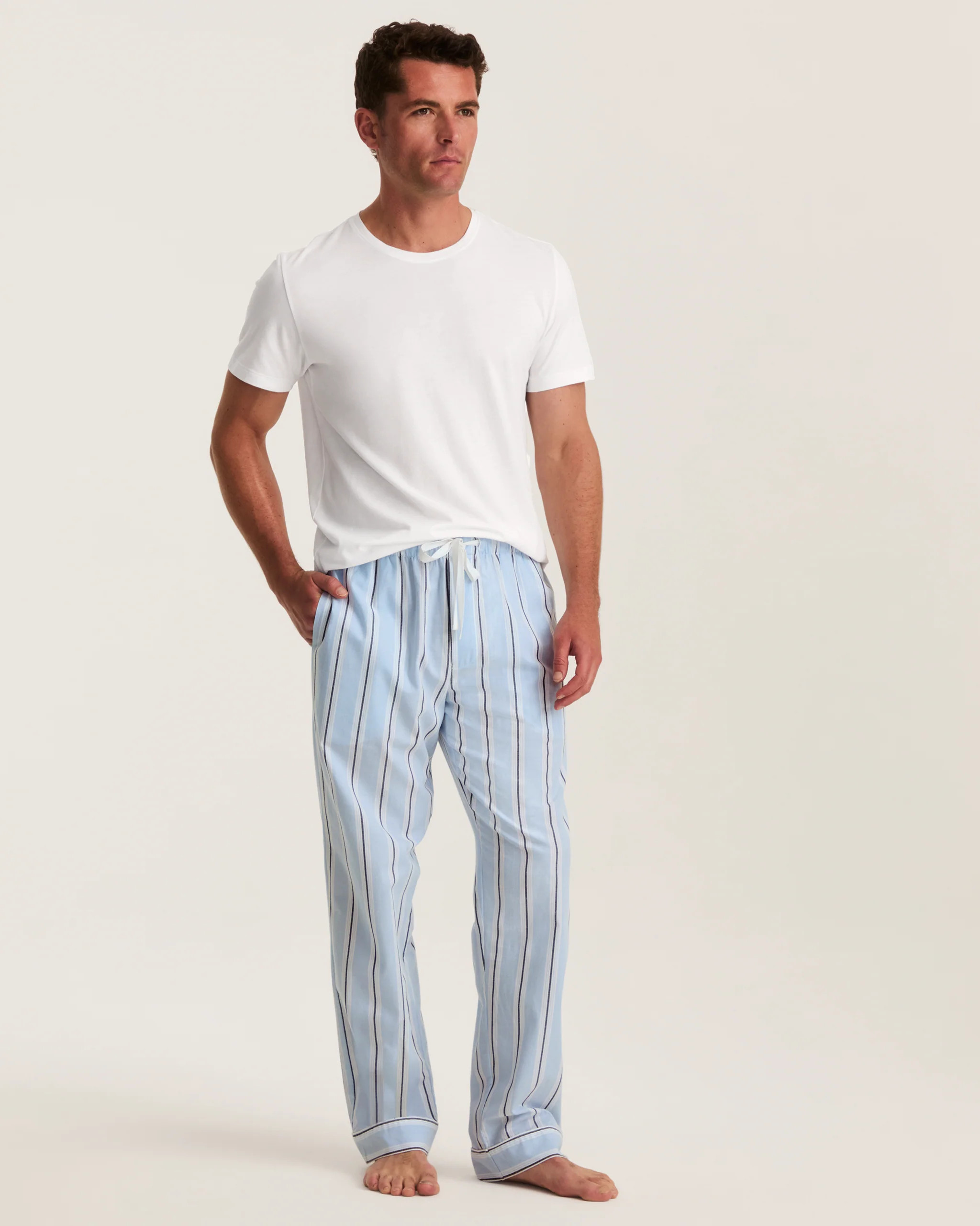 Men's Twill Pajama Pants in Coastal Stripe | Petite Plume