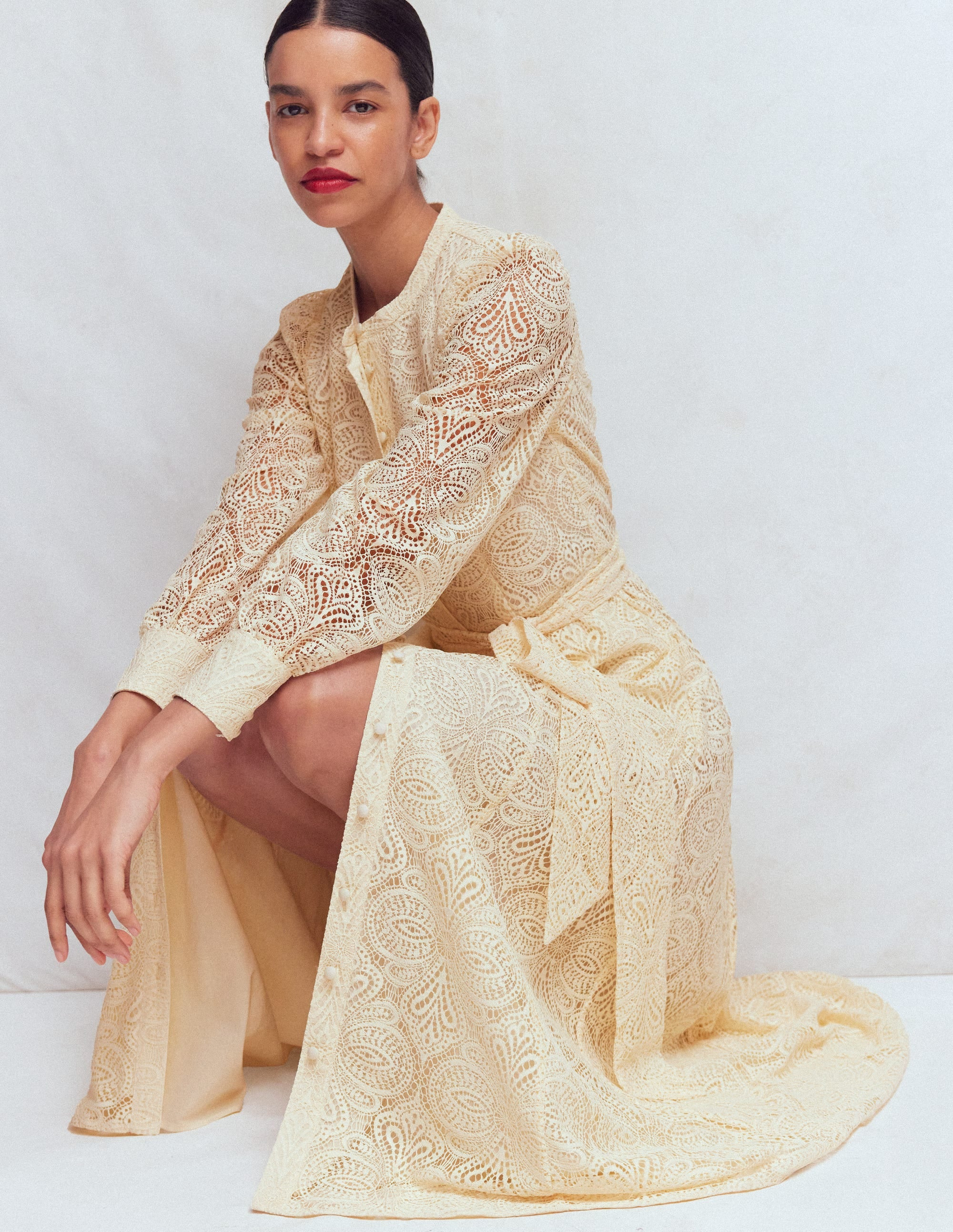 Boden Women's Blouson Sleeve Lace Dress in White | Size 6 | Boden (US)