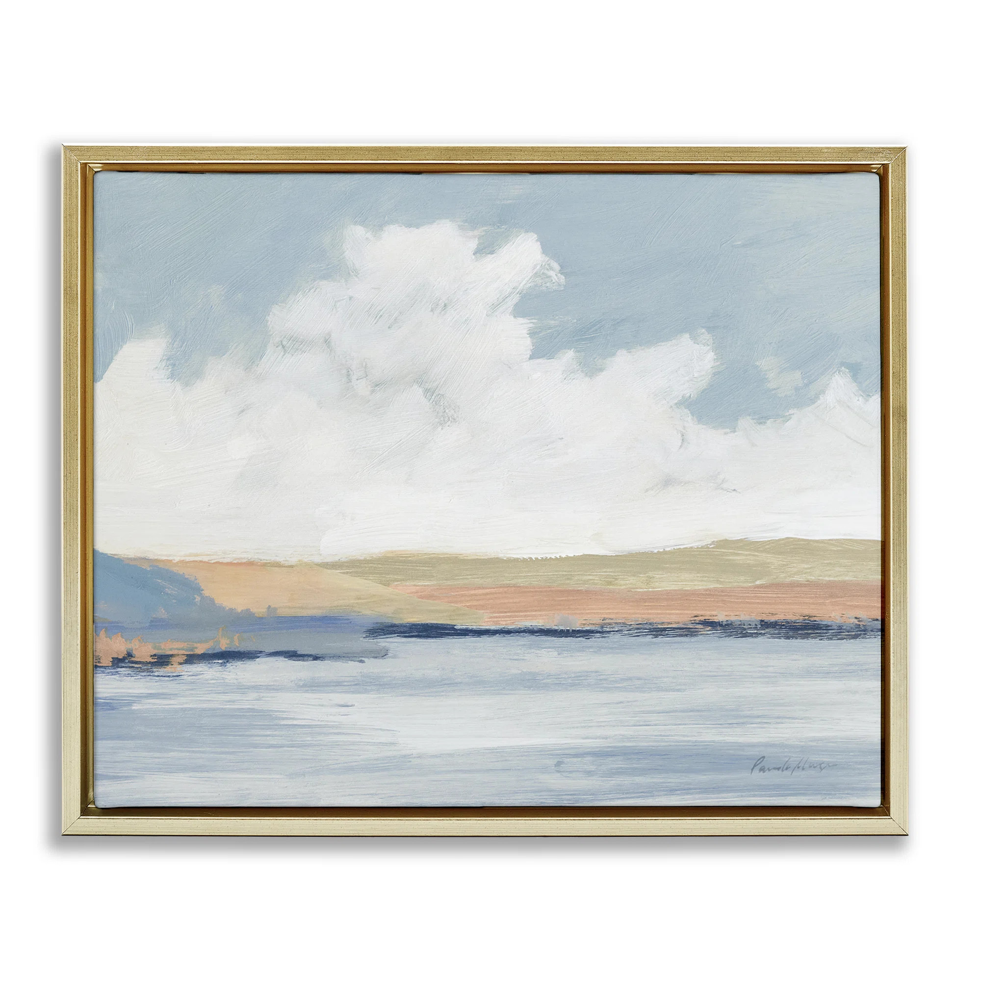 Pastel River Landscape Gold Framed Floater Canvas Wall Art by Pamela Munger | Wayfair North America