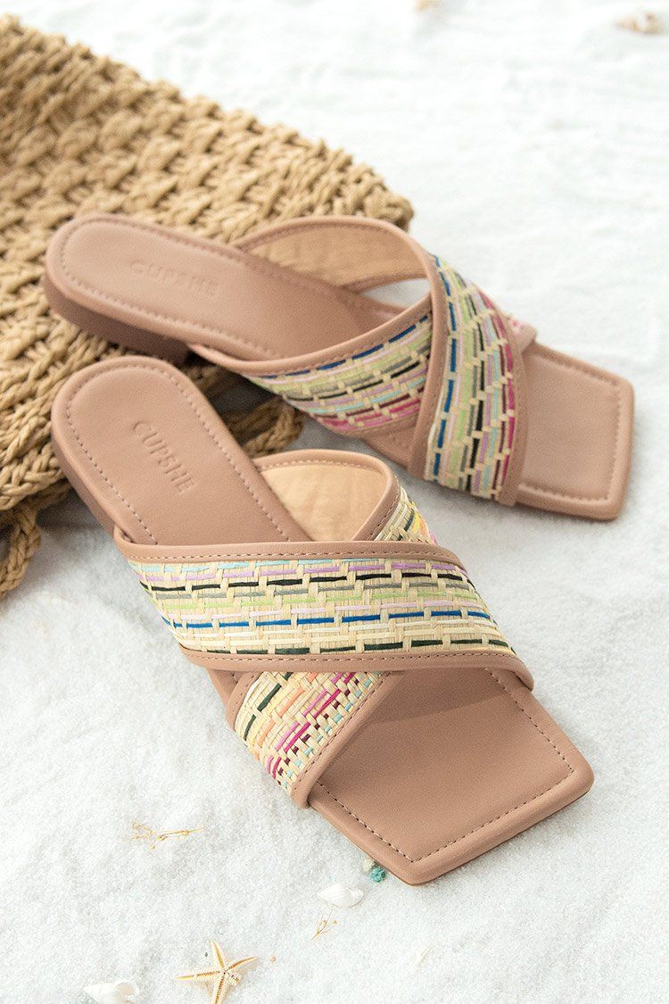 Hidden Gem Woven Strap Slide Sandals | Cupshe US