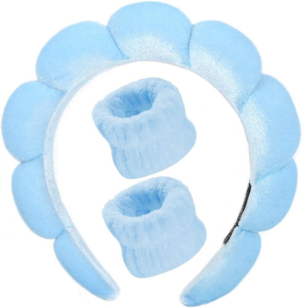 Luckybear Spa Headband for Washing Face, Velvet Makeup Headband, Bubble Skincare Headbands with F... | Amazon (US)
