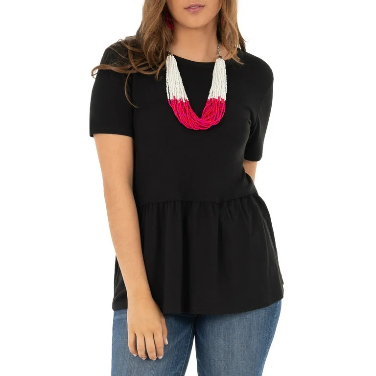 Wright's Womens Short Sleeve Peplum Waist Top | Walmart (US)