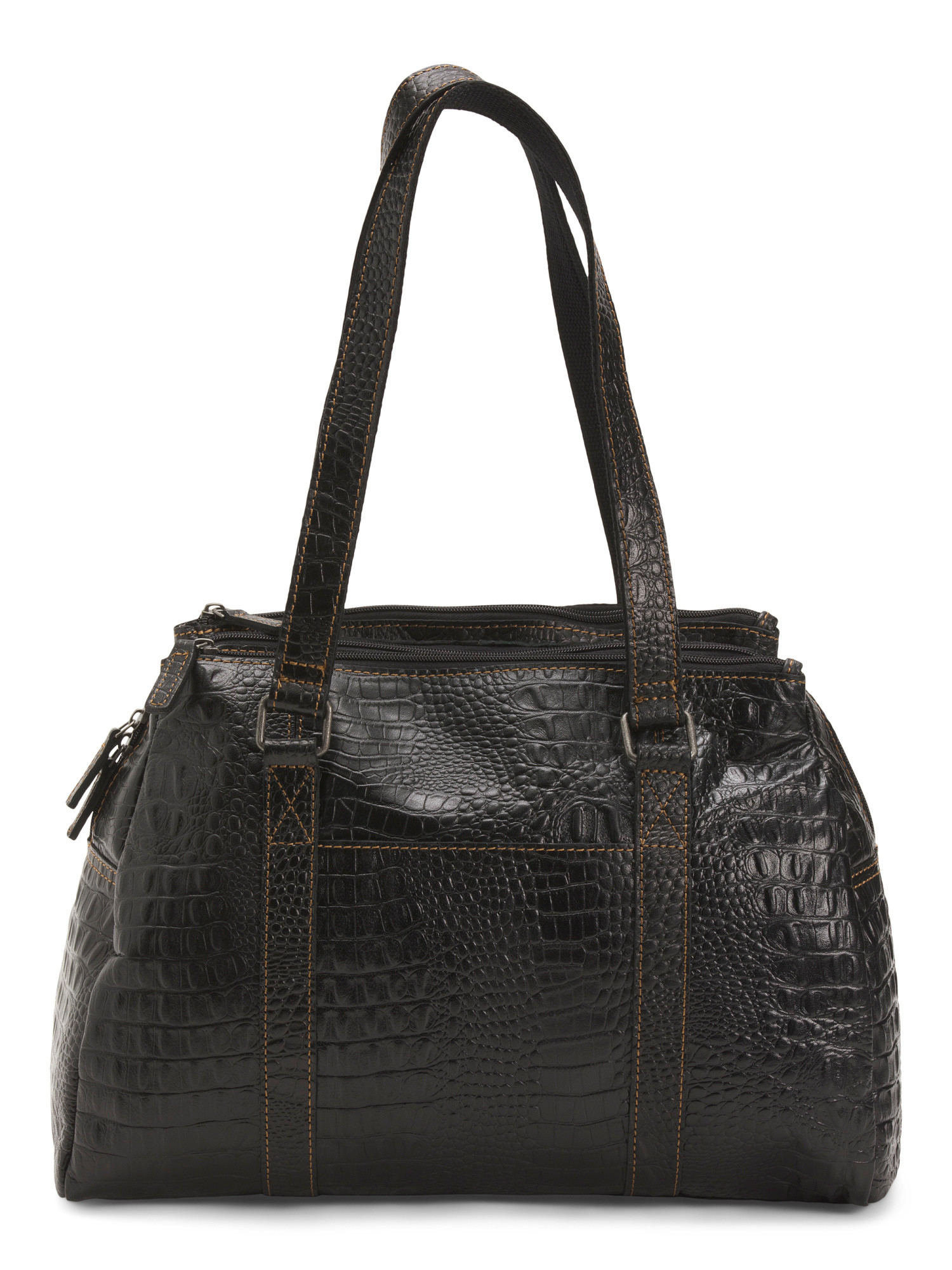 Leather Hornback Croc Embossed Hand Stained Satchel | TJ Maxx