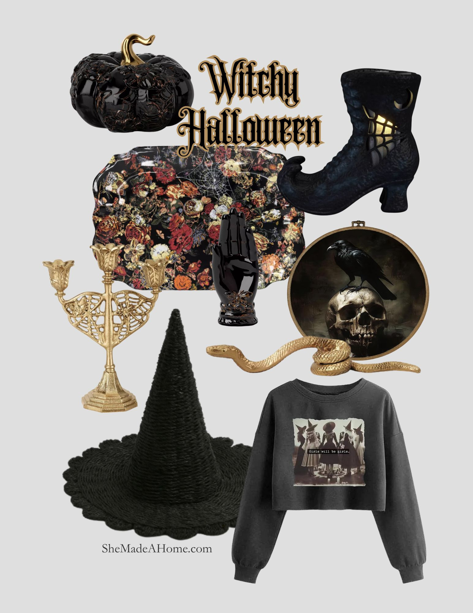 Witchy Halloween Decor 🕸🖤✨
Bring a moody, magical vibe to your Halloween decorating with these witchy-inspired finds. From black pumpkins and glowing boots to gothic art, golden accents, and spell-ready details, this collection is perfect for creating a spooky yet stylish look.

✨ Shop all the exact pieces I used here — linked below so you can add witchy charm to your Halloween home.

#LTKHome #HalloweenDecor #WitchyHalloween #MoodyDecor #SheMadeAHome #ShopTheLook 

 #LTKSeasonal #LTKHome