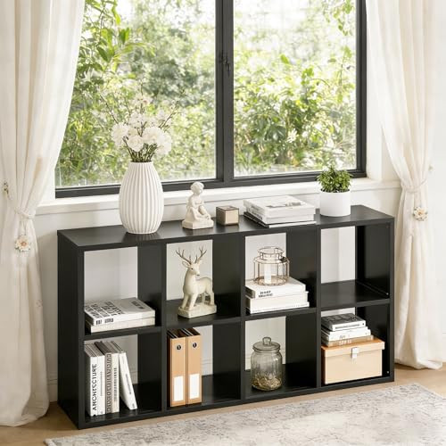 Metal 8 Cube Storage Organizer, Open Back Black Bookshelf with Storage, Modern Short Bookshelf Cube Storage Shelf, Small Office Cabinet for Livingroom, Library, Playroom, Classroom, Easy Assembly | Amazon (US)