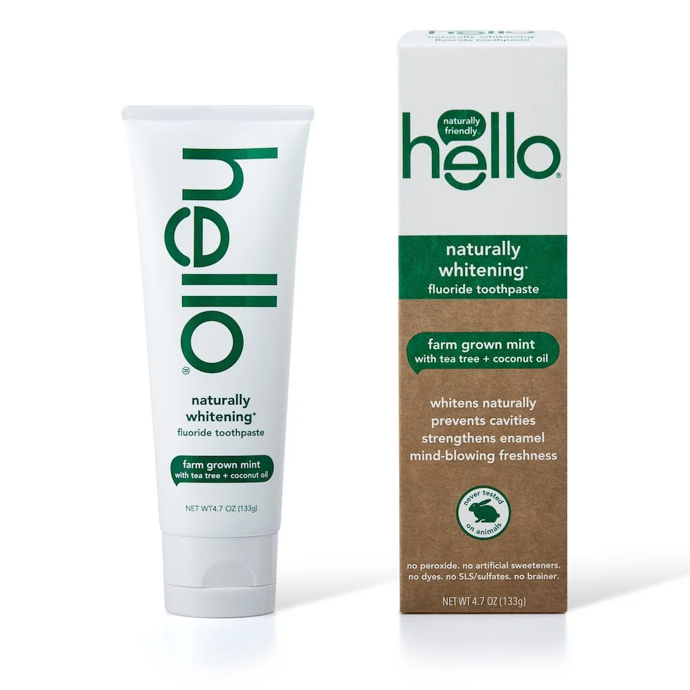 Hello Naturally Healthy Whitening Fluoride Toothpaste, Tea Tree + Coconut Oil, Vegan & SLS Free | Walmart (US)