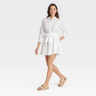 Women's Long Sleeve Mini Shirtdress - A New Day™ | Target