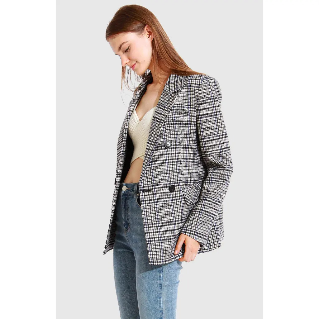 Belle & Bloom Piccadilly Wool Blend Plaid Blazer in Grey at Nordstrom, Size X-Large Au | Nordstrom