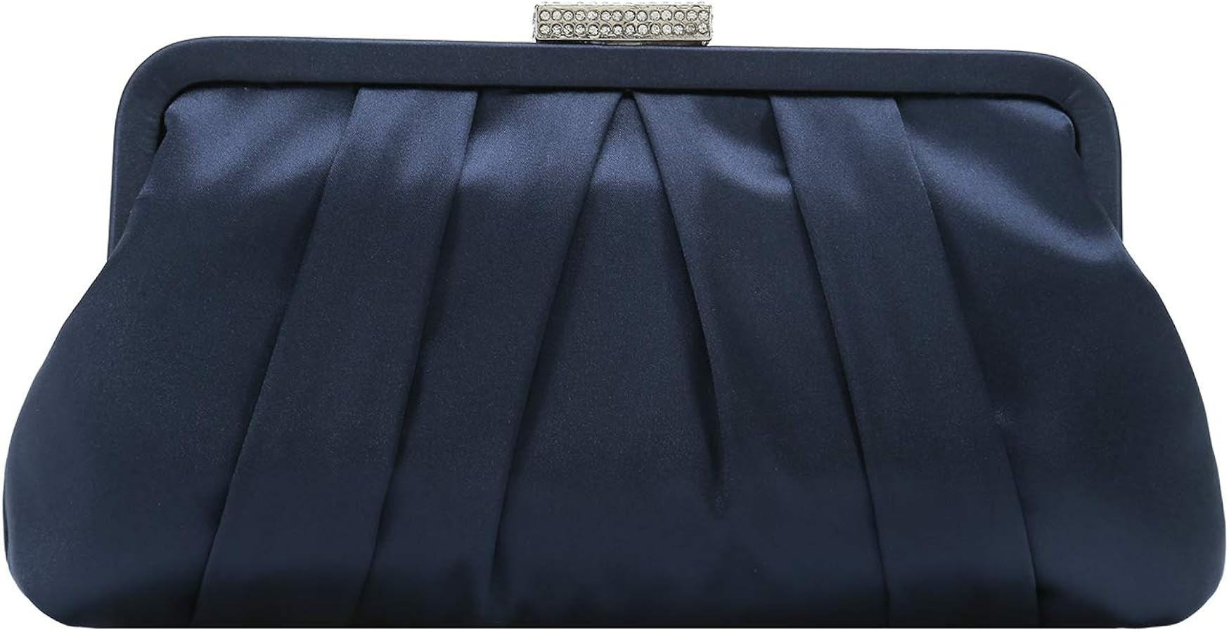 CHARMING TAILOR Classic Pleated Satin Clutch Bag Diamante Embellished Formal Handbag for Wedding/... | Amazon (US)
