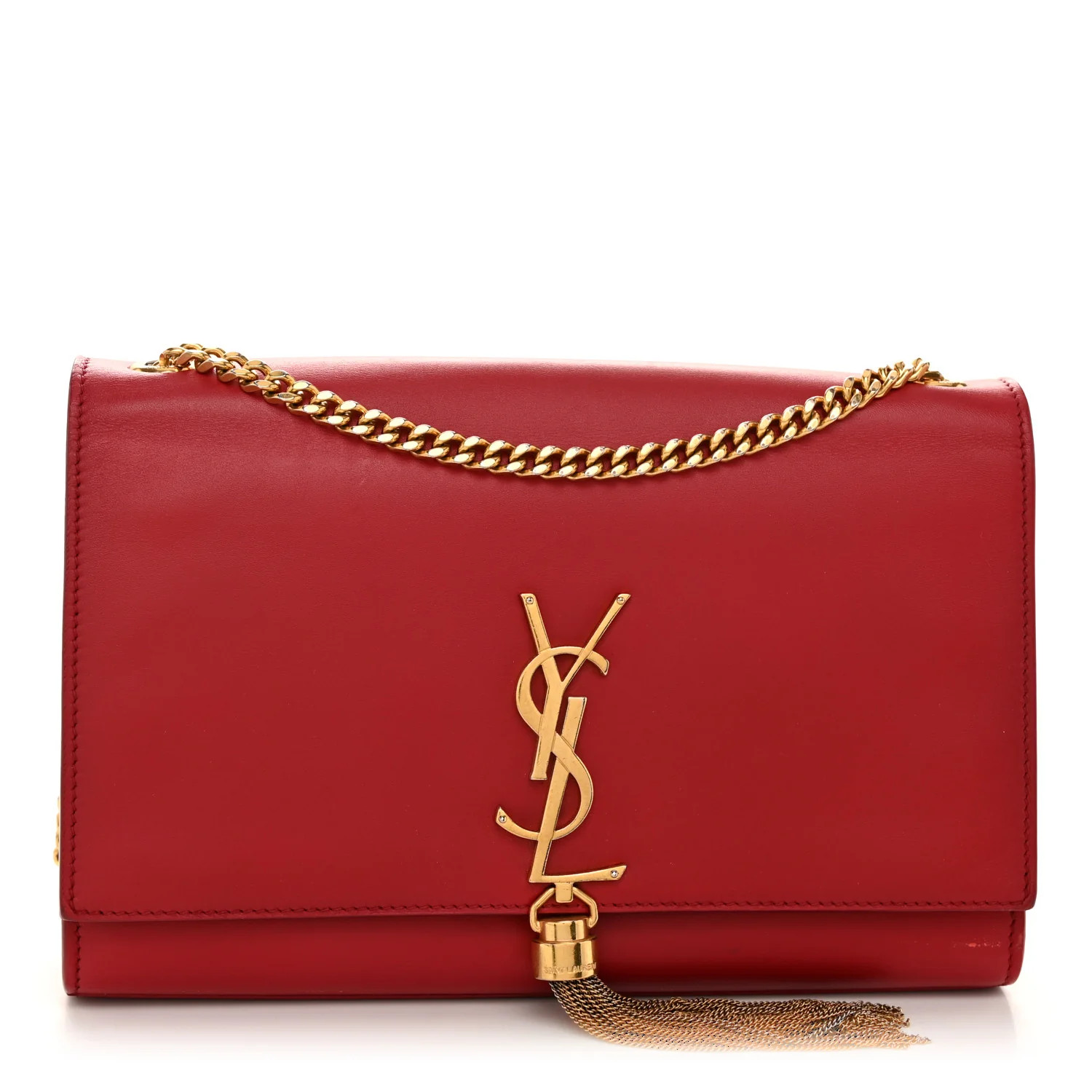 Smooth Calfskin Medium Classic Monogram Kate Tassel Satchel Lipstick Red | FASHIONPHILE (US)