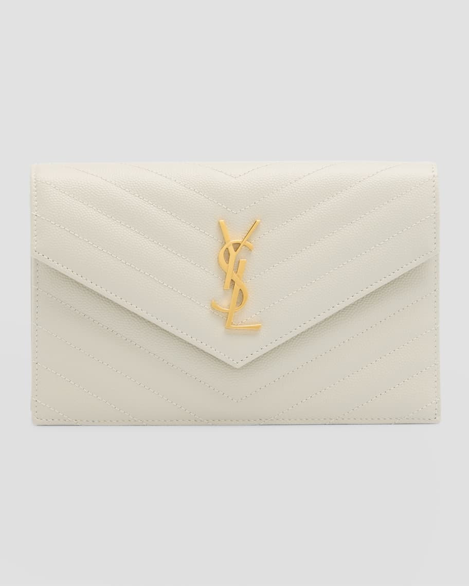 Saint Laurent YSL Monogram Small Wallet on Chain in Grained Leather | Neiman Marcus