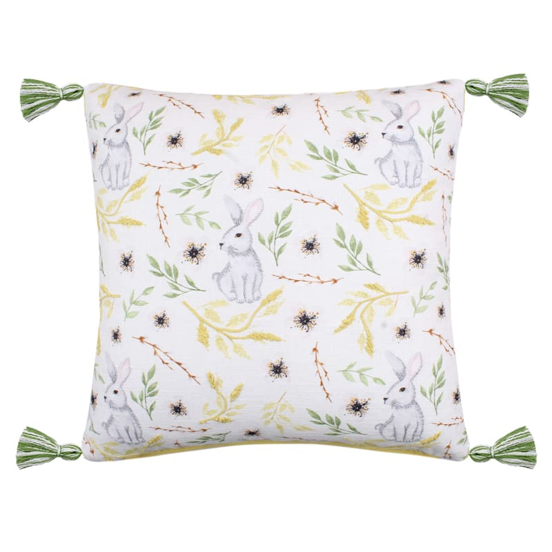 Ditsy Floral Easter Bunny Throw Pillow, 18" | At Home