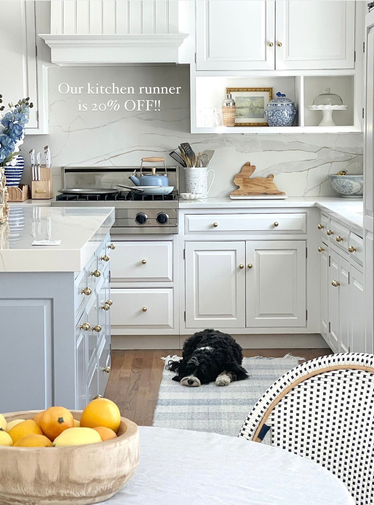 Get 20% off our pretty & super soft blue and white gingham kitchen runner!! And our bistro dining chairs and counter stools are also on sale!! 🙌🏻

Island color: BM blue heather 

Spring home decor, white kitchen 

#LTKSpringSale #LTKHome