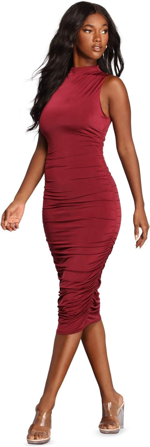 Windsor Curves Ahead Sleeveless Ruched Midi Dress | Amazon (US)