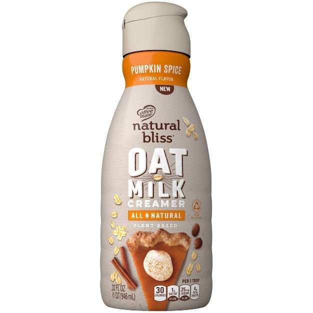 Coffee mate Natural Bliss Plant Based Pumpkin Spice Oat Milk Coffee Creamer - 1qt | Target