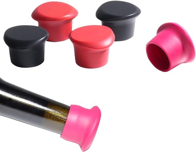 SZUAH Wine Bottle Stoppers (Set of 6), Reusable and Unbreakable Silicone Bottle Caps Airtight Sea... | Amazon (US)