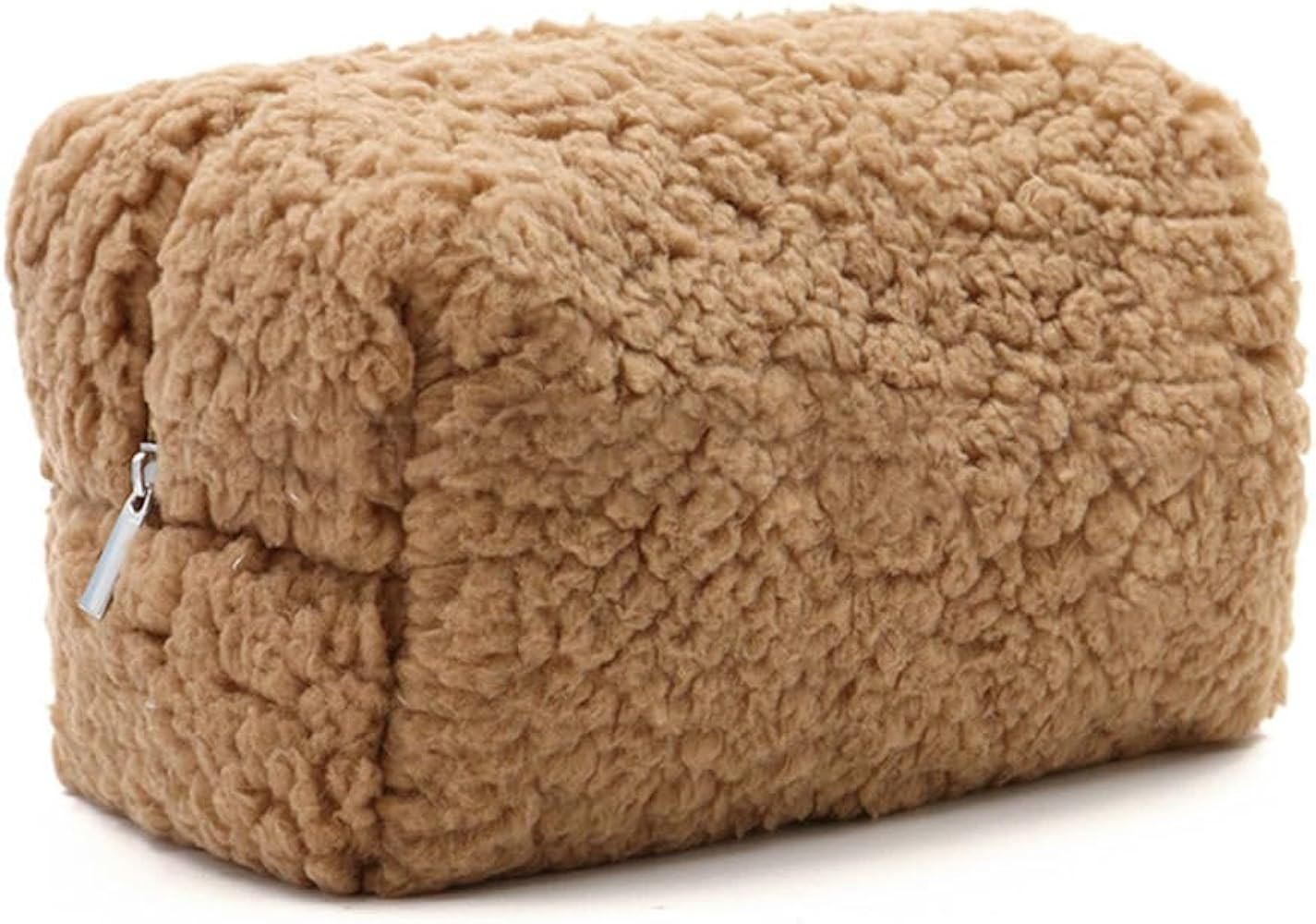 Cosmetic Bags for Women, Fleece Makeup bag Large Aesthetic Travel Toiletry bag Zipper Cosmetic Po... | Amazon (US)