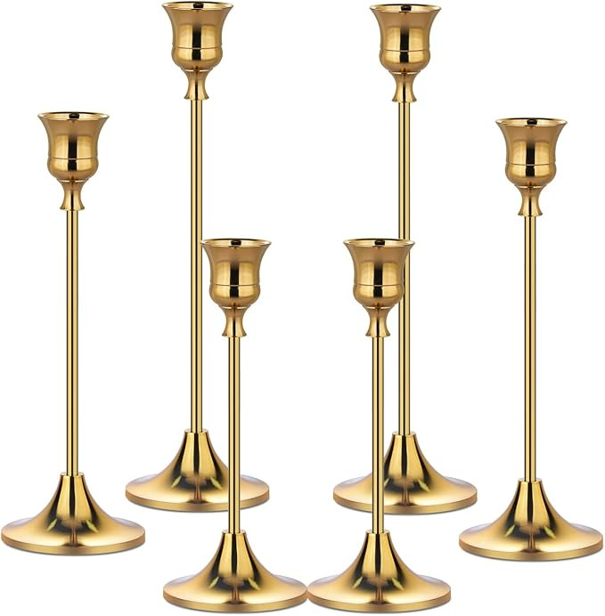 Metal Candle Holders for Candlesticks Taper Candlestick Holders Set Vintage Decorative Centerpiec... | Amazon (US)