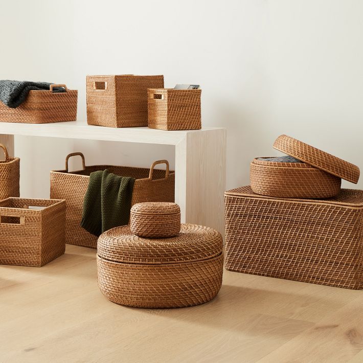 Modern Weave Rattan Baskets | West Elm (US)