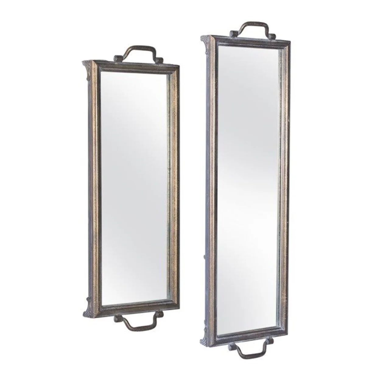 Melrose Melrose Home Decorative Mirror Tray (Set of 2) 22.25"L x 8"W, 28.25"L x 8.25"W Iron/Glass... | Walmart (US)