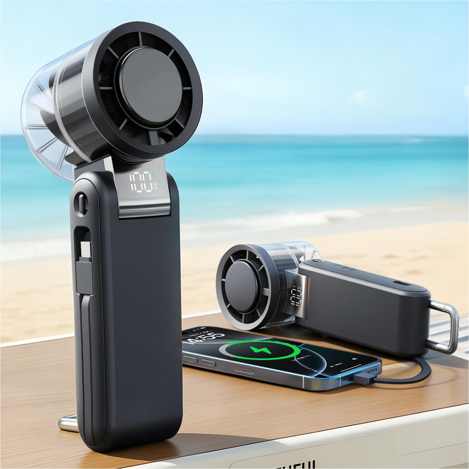 MUXNW Portable Handheld Turbo Fan: 100 Speed Levels, 4000mAh Rechargeable, 3-in-1 Foldable Mini F... | Amazon (US)
