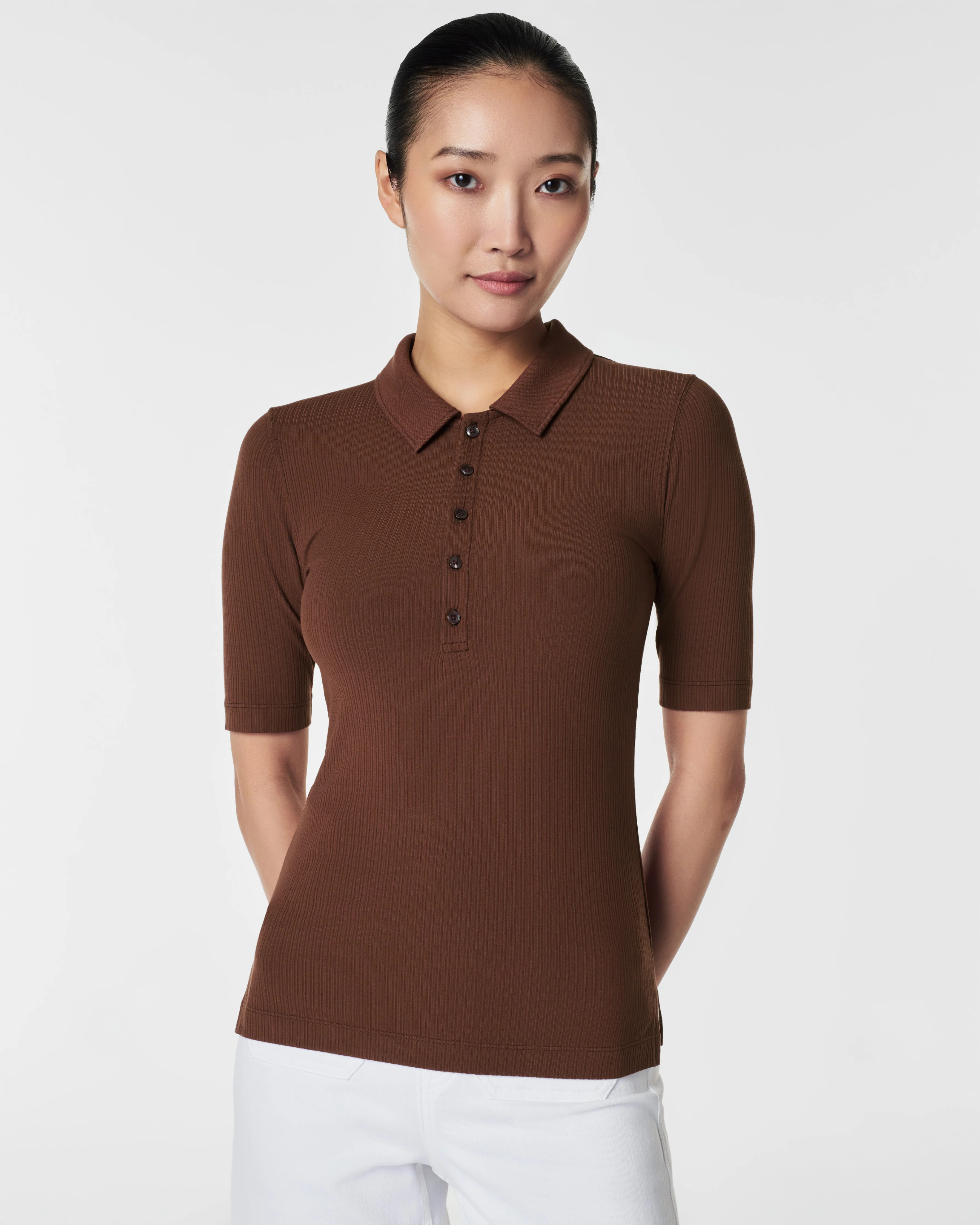 Stretch Rib Polo Top | Spanx