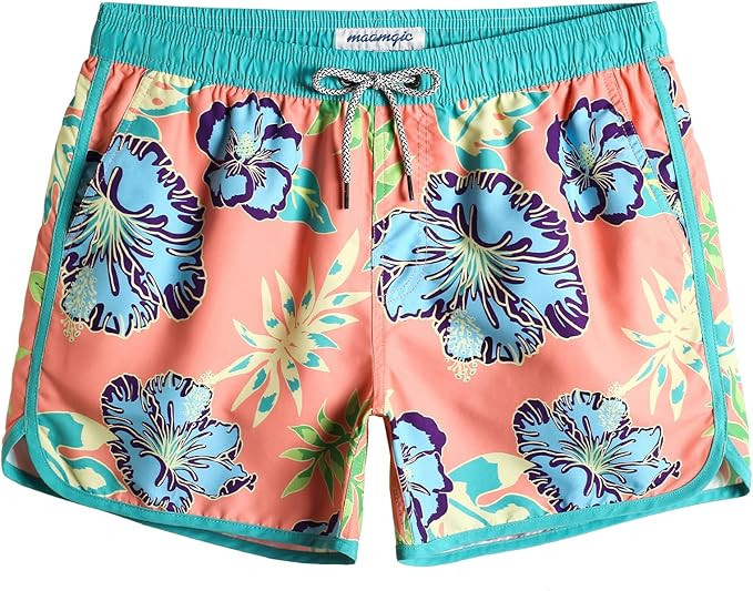 maamgic Mens Boys Short 80s 90s Vintage Swim Trunks with Mesh Lining Quick Dry Swim Suits Board S... | Amazon (US)