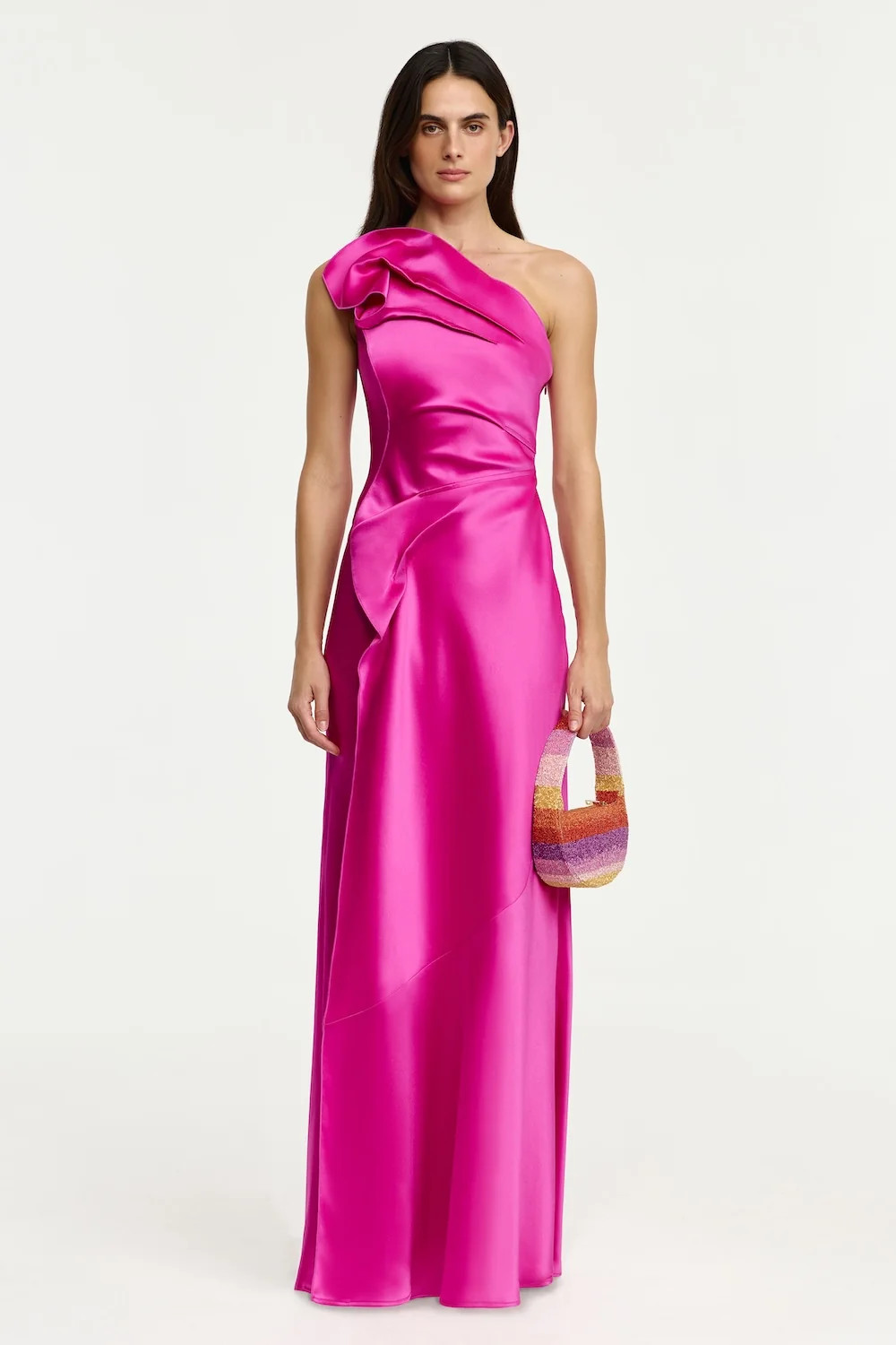 Werona One Shoulder Maxi Dress in Pink Topaz | Acler