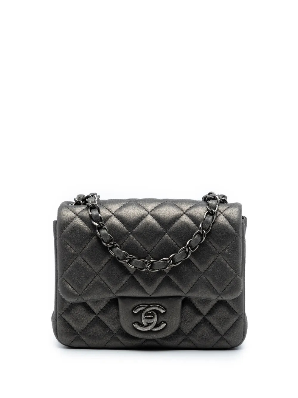 CHANEL Pre-Owned 2014-2015 Mini Square Classic Lambskin Single Flap crossbody bag - Grey | Farfetch Global