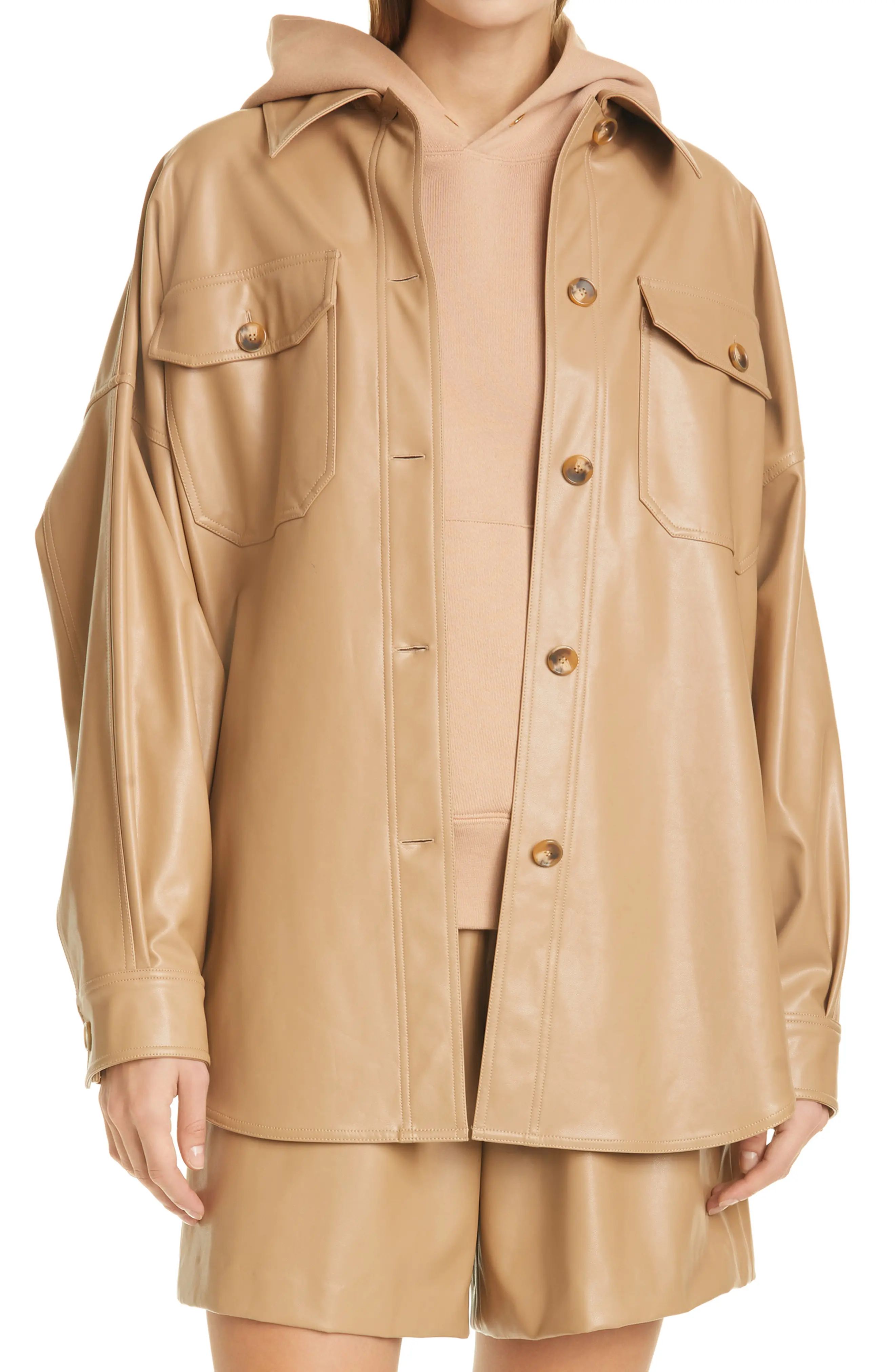 A.L.C. Wellsley Oversize Faux Leather Jacket, Size Small in Desert Beige at Nordstrom | Nordstrom