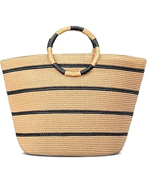 Beach Bags for Women Straw Tote Bag Summer Beach Bag Large Woven Straw Tote for Vacation Holiday | Amazon (US)