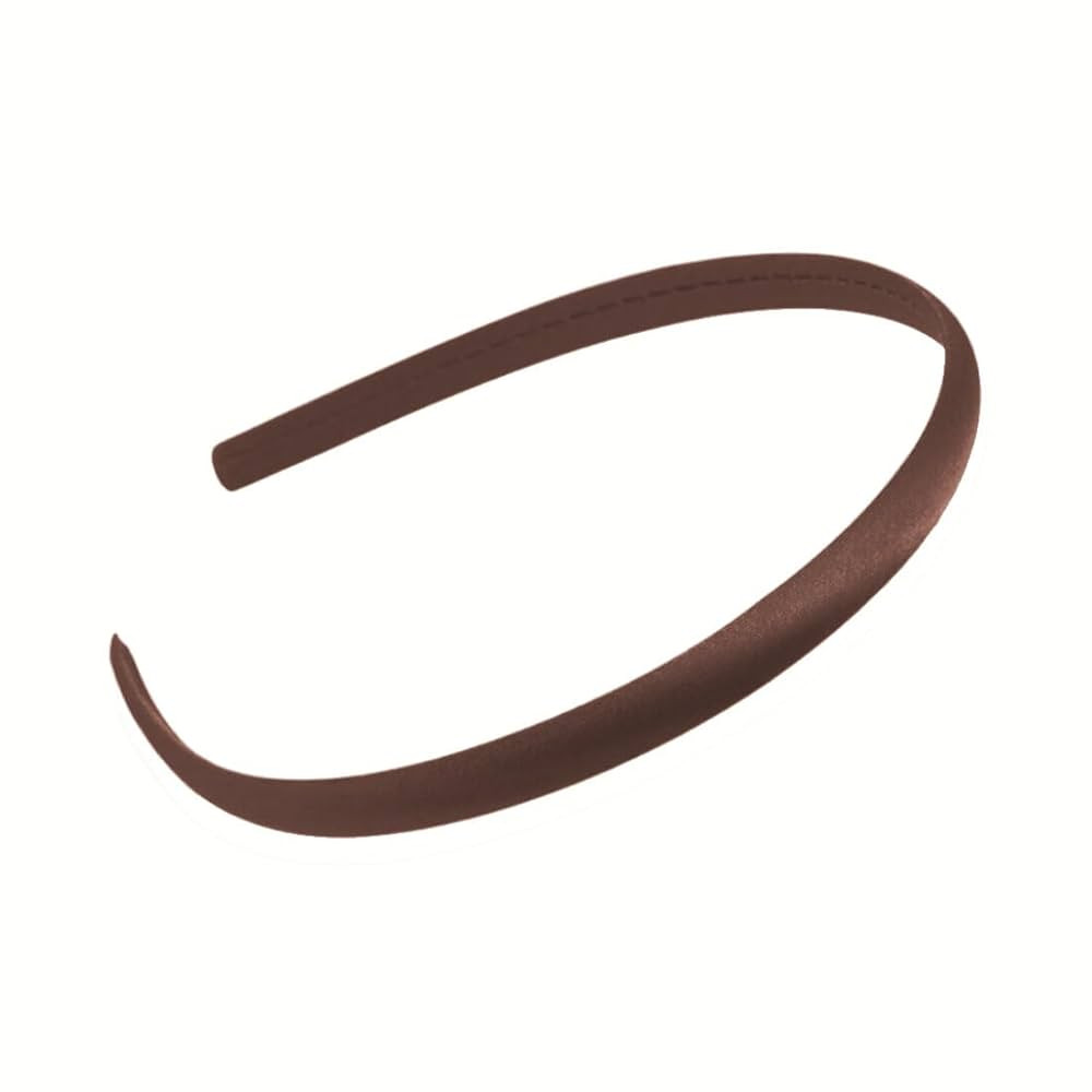 Thin Satin Covered Plain Alice Band Hair Band Headband In School Colours. 1cm (0.4 Inch) (Brown) | Amazon (UK)