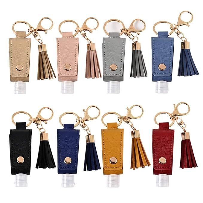 MEABEN 8 PCS 30ML Hand Sanitizer Leather Keychain Holder Bottles Cases Carrier Squeeze Containers... | Amazon (US)