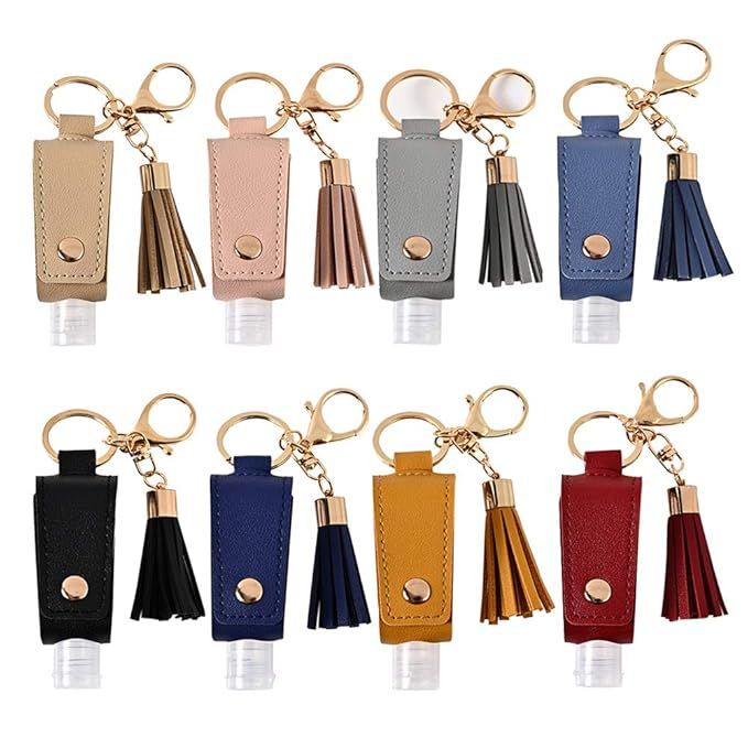 MEABEN 8 PCS 30ML Hand Sanitizer Leather Keychain Holder Bottles Cases Carrier Squeeze Containers... | Amazon (US)