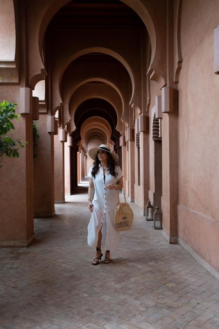 Morocco, Summer style, summer outfit inspiration, vacation inspiration, white linen dress, sun hat, crochet bag, black heels 

#LTKstyletip #LTKeurope #LTKSeasonal