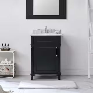 Home Decorators Collection Aberdeen 24 in. W x 20 in. D x 34.5 in. H Single Sink Bath Vanity in B... | The Home Depot