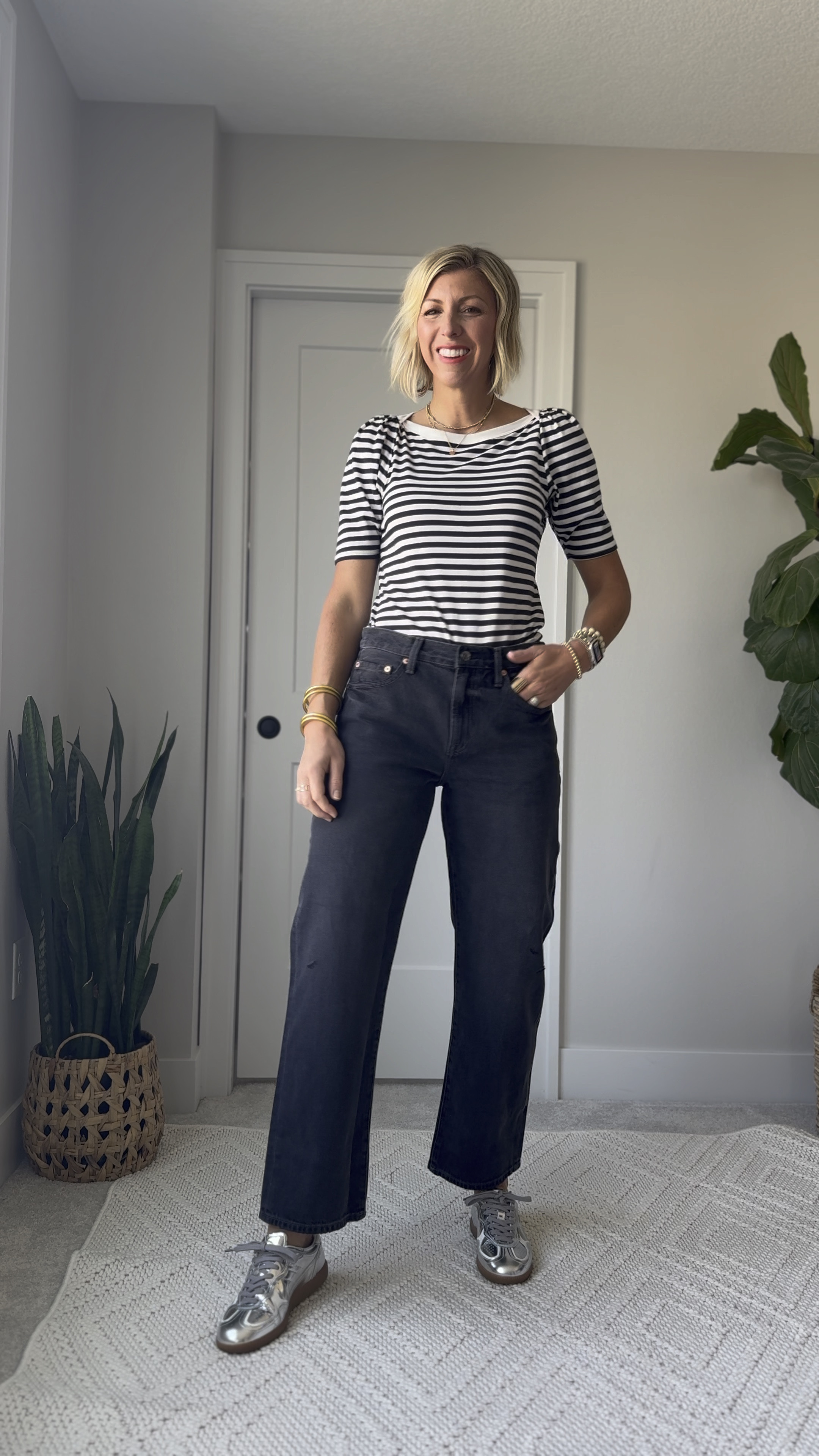Black jeans always are a more elevated & are a great option for a smart casual work look or evening out look! 
I sized up in this pair for a more relaxed fit! 

#LTKVideo #LTKWorkwear #LTKOver40