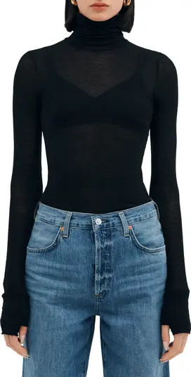 Eloise Turtleneck Semisheer Jersey Top | Nordstrom