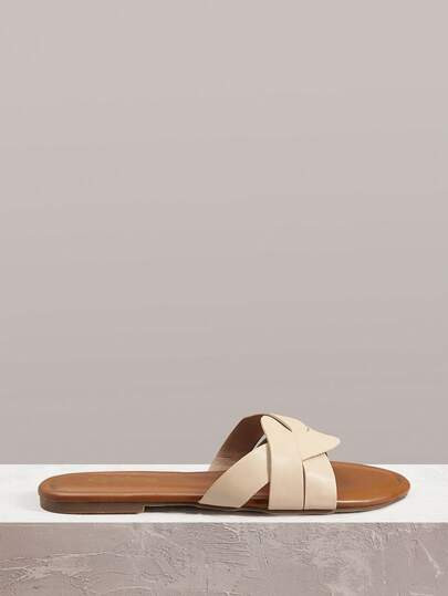Styleloop Sandalias planas de moda minimalista clásica para mujer, diseño tejido, color marrón... | SHEIN