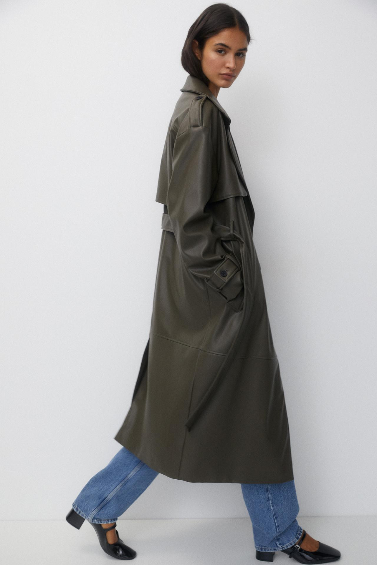 Faux leather trench coat | PULL and BEAR UK