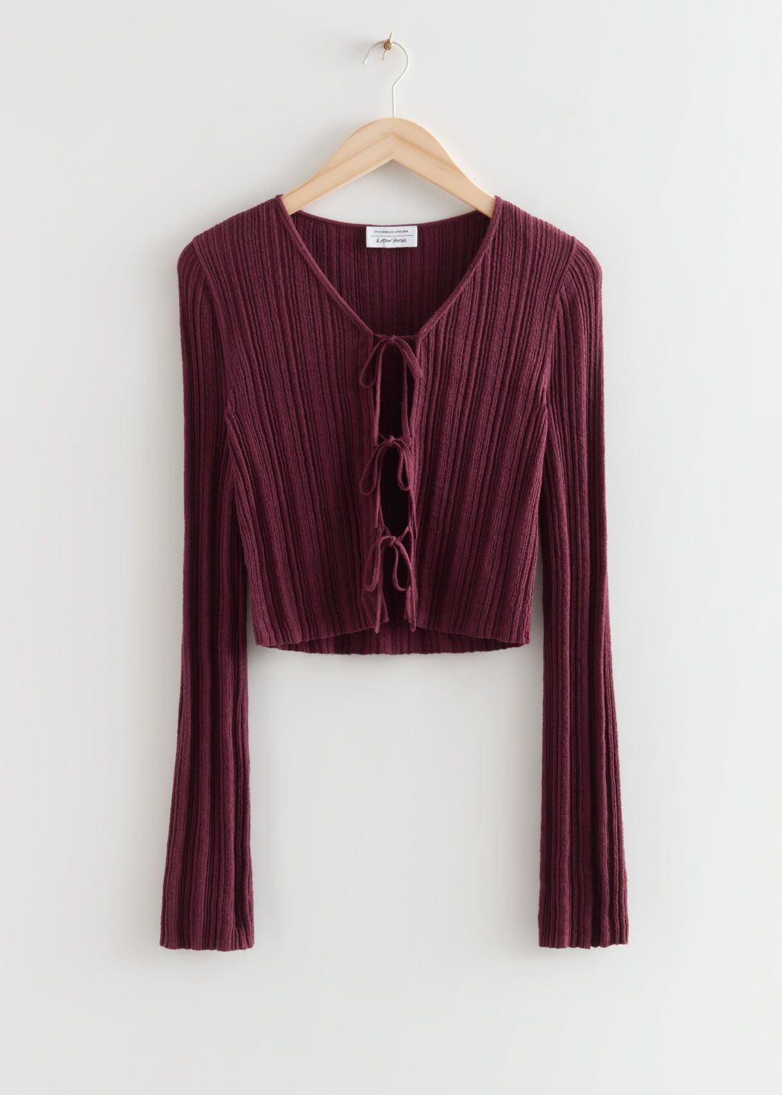 Front Tie Rib Knit Cardigan - Red | & Other Stories US