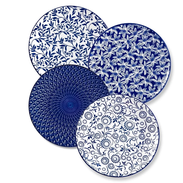 MALACASA Porcelain Dinner Plates Set of 4, 10.25-inch Blue Floral Dinner Plates, Microwave Dishwa... | Walmart (US)