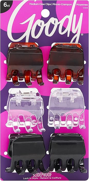 Goody Classic Claw Hair Clips - 6-Count, Clear, Brown and Black - 1/2 Claw Will Gently Keep Hair ... | Amazon (US)