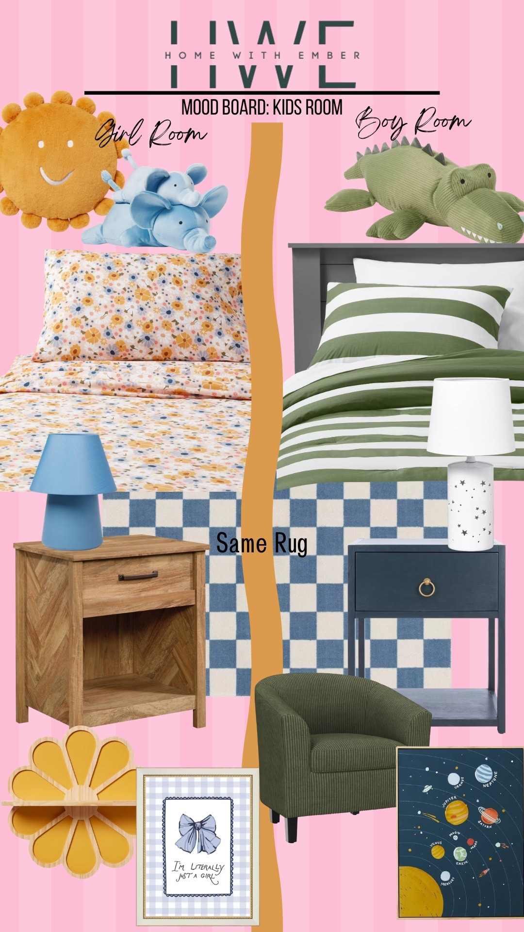 Girl & Boy Kids Room Mood Board color scheme idea 

#LTKHome