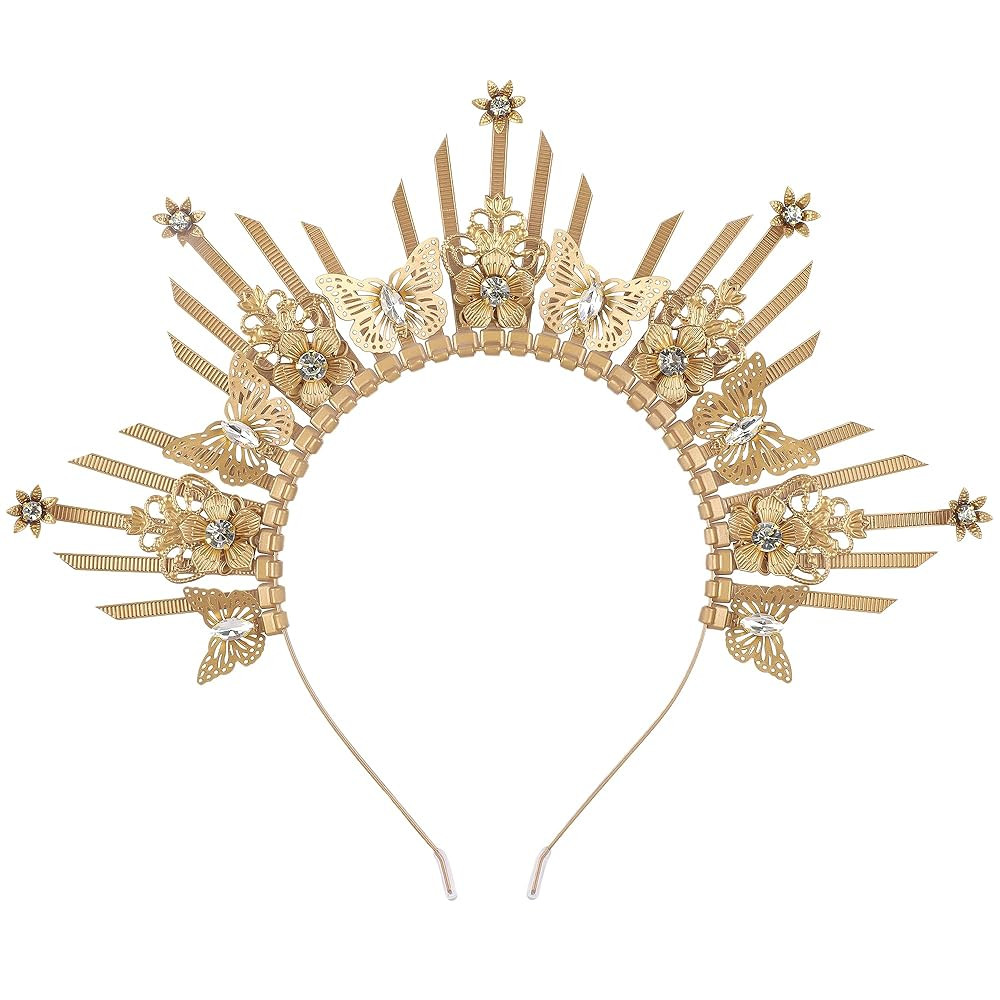 Sunburst Goddess Halo Crown - Spiked Renfaire Sun Headband Virgin Mary Headpiece for Women Renais... | Amazon (US)