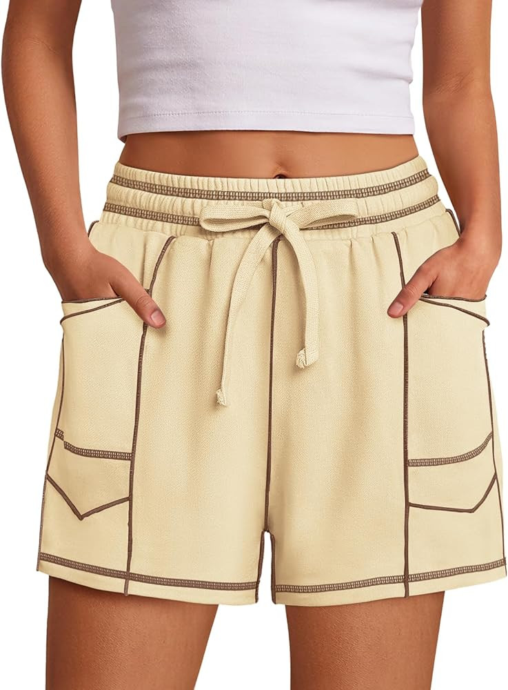 Nirovien Womens Sweat Shorts Baggy Drawstring Barrel High Waisted Shorts with Pockets Lounge Shor... | Amazon (US)
